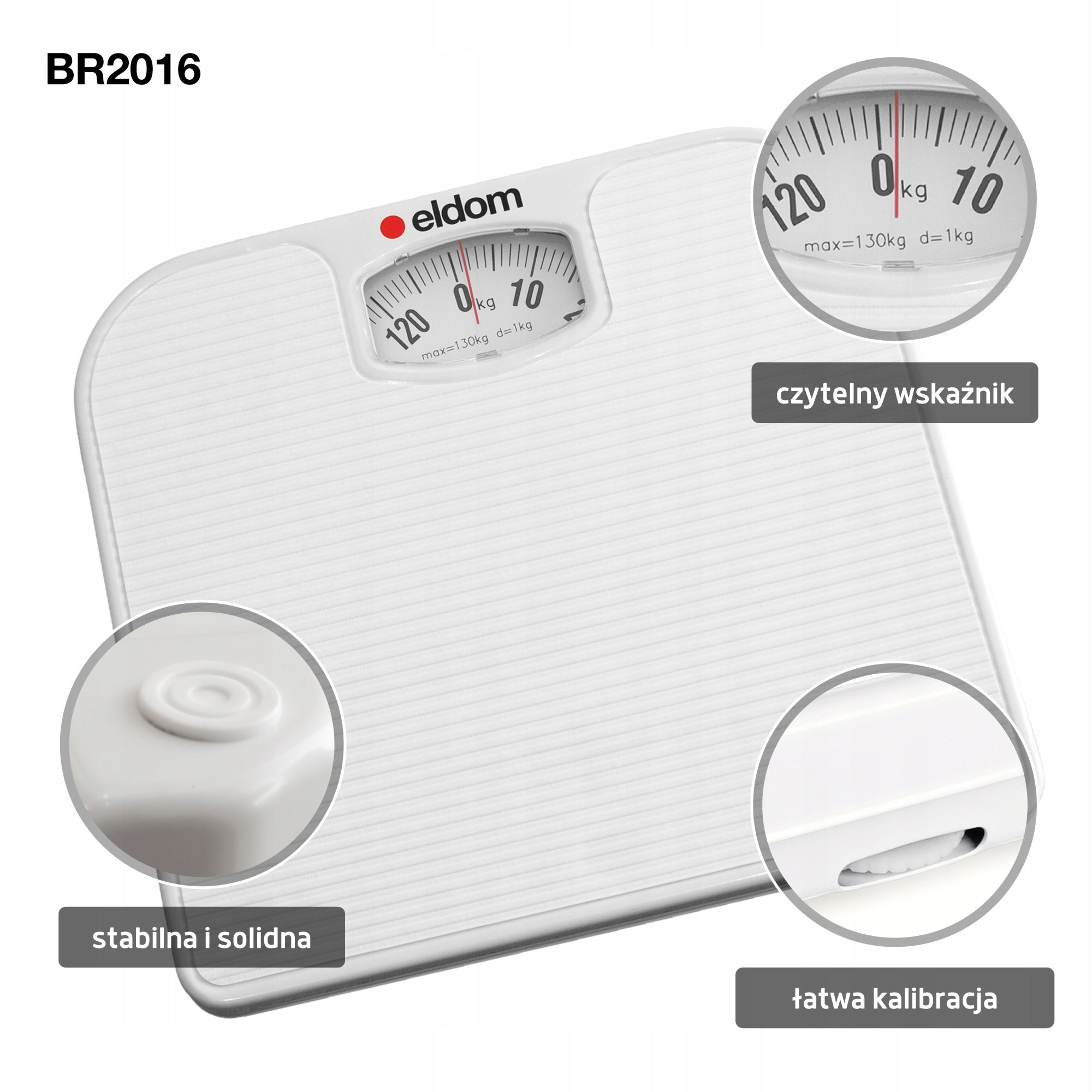 Bathroom scale Eldom mechanical white 120 kg 1000 g Manufacturer code BR2016