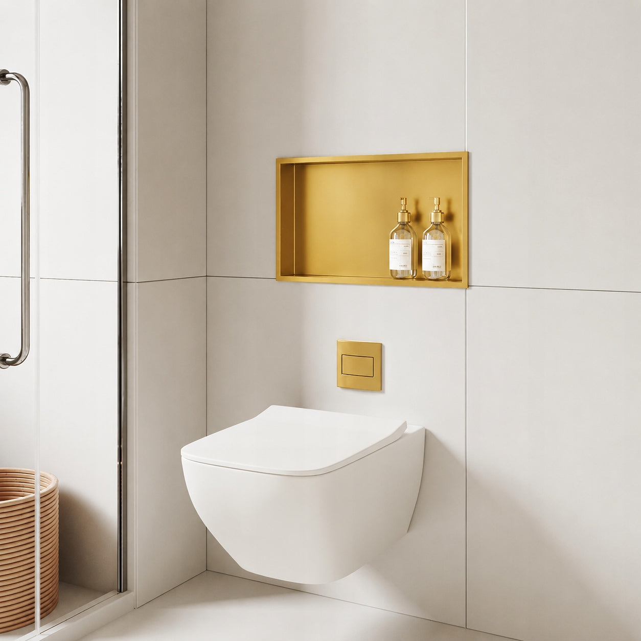 Bathroom shelf recessed gold stainless steel 45x30x10 cm Manufacturer code TEPE