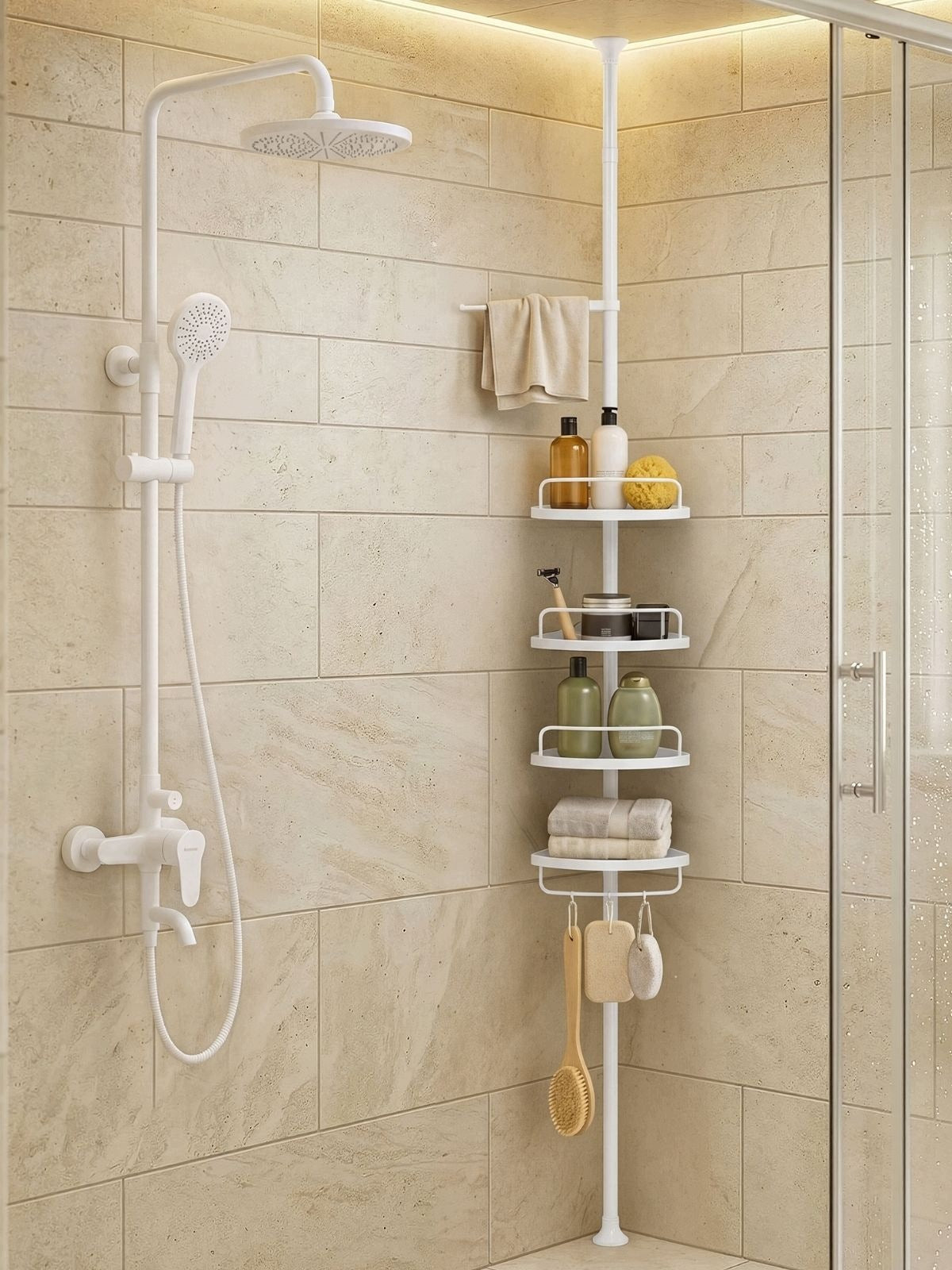 Bathroom shelving unit Songmics white 25x35x305cm telescopic corner organizer Brand Songmics