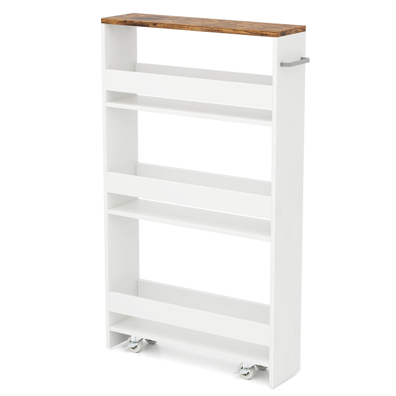 Bathroom shelving unit on wheels Narrow bookcase white 48 x 13 x 81 cm