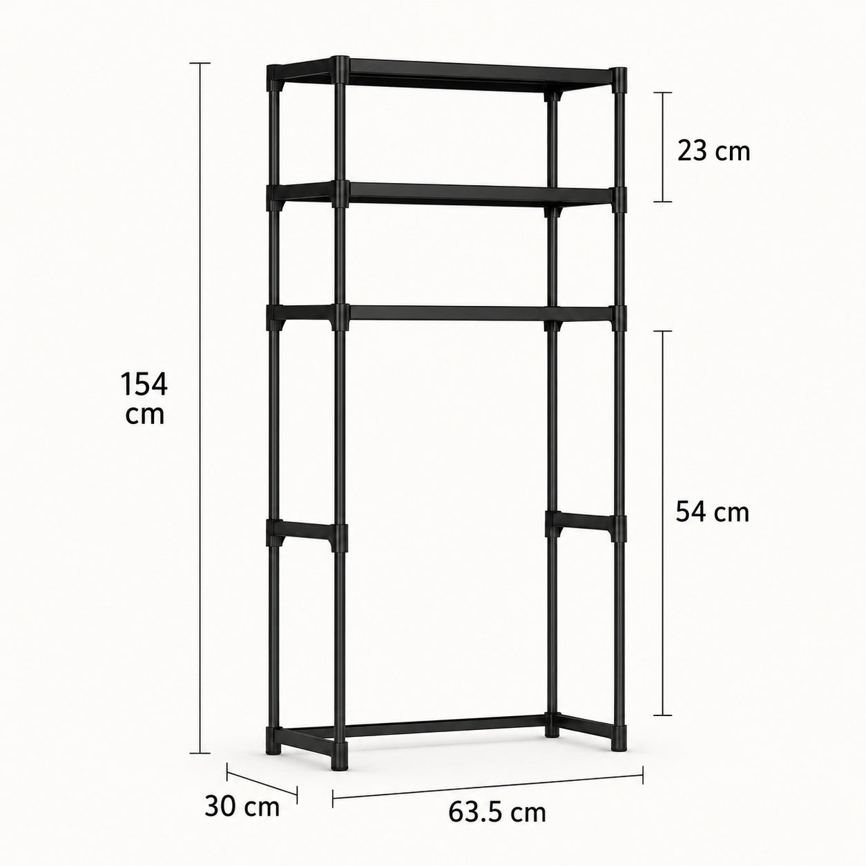 Bathroom shelving unit over washing machine or toilet, 3 shelves, black metal Manufacturer code WX-286