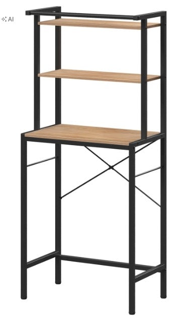 Bathroom shelving unit shelf cabinet Black wood 40 x 67 x 162 cm