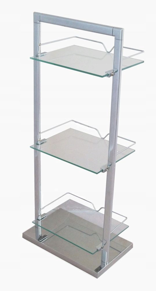 Bathroom shelving unit tempered glass chrome 3 shelves Brand no brand