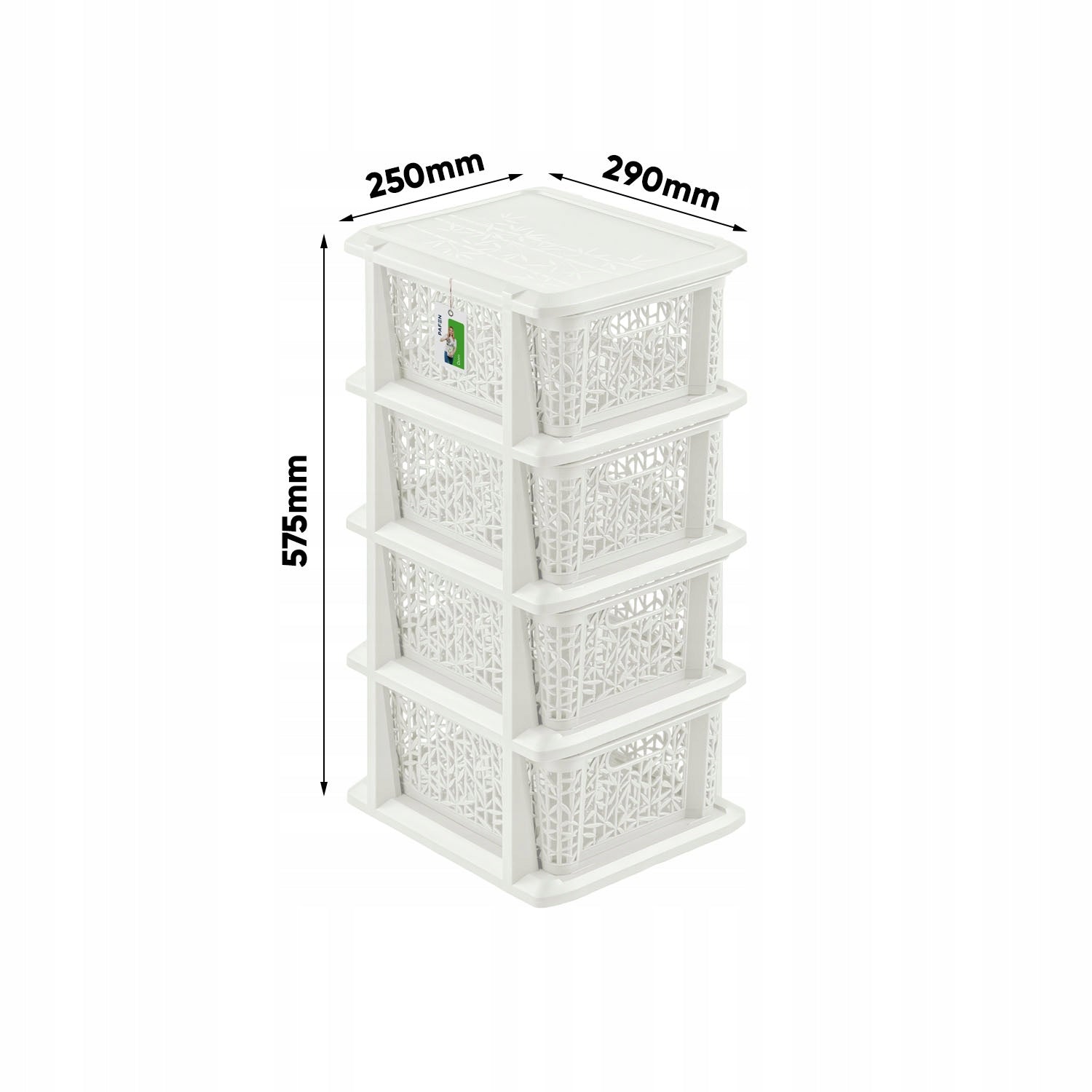 Bathroom shelving unit with baskets shelf 4 pull-out cabinets breathable Furniture color white
