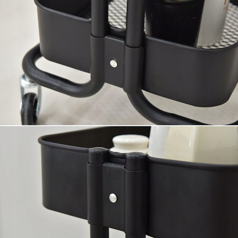 Bathroom trolley, kitchen rack with three spacious shelves - black Furniture depth 36 cm