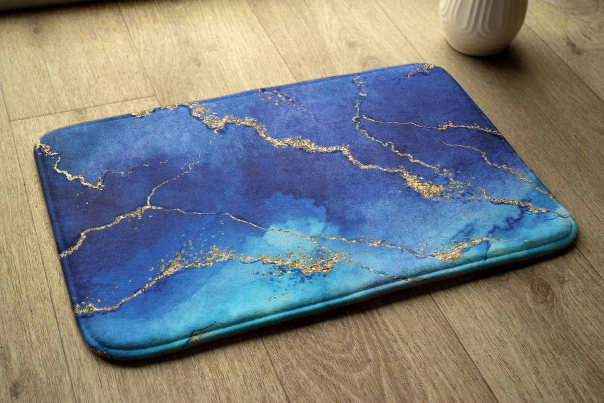 Bathtub Entrance Rug Blue Marble Packaging status original