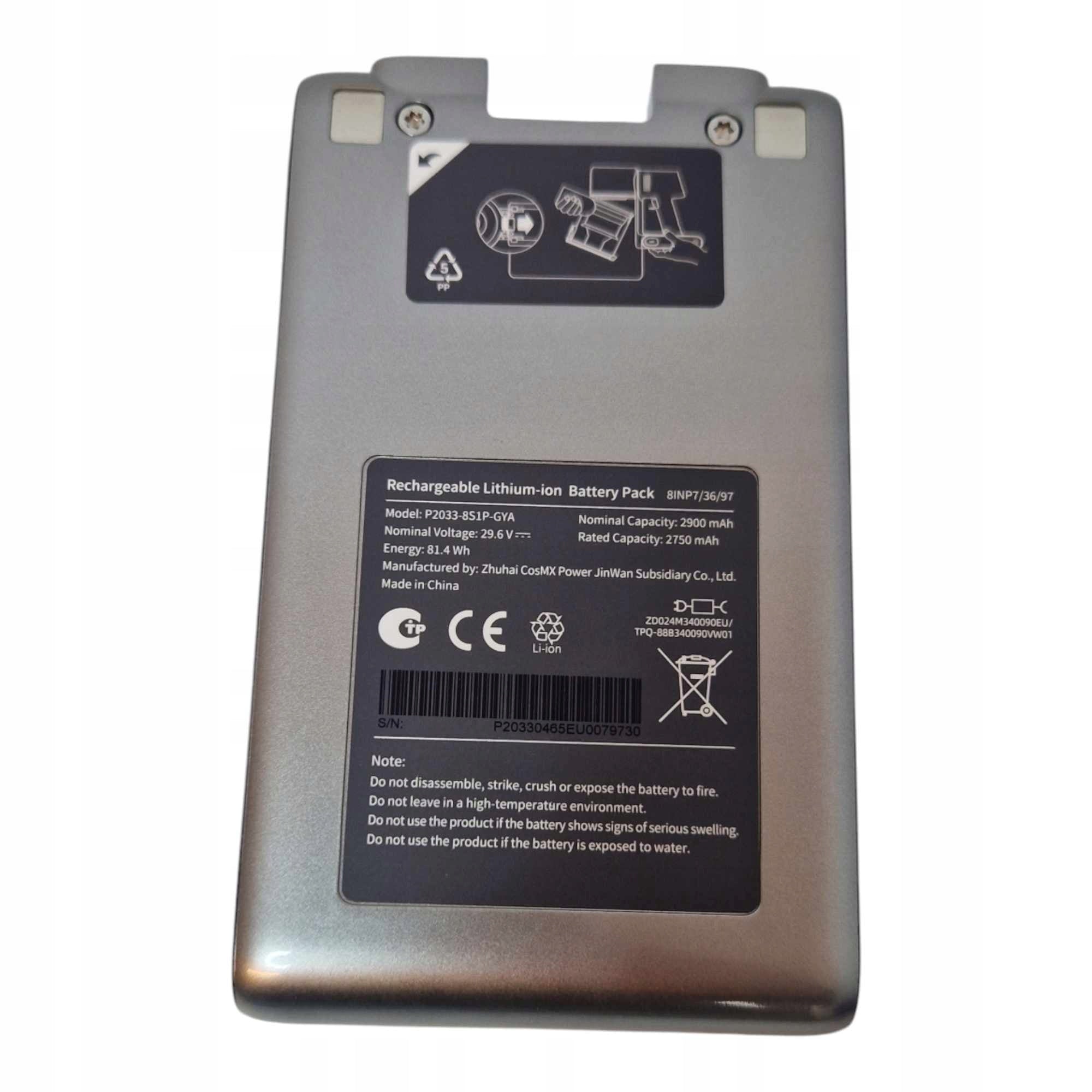 Battery Dreame T30 2900 MAH Manufacturer code P2033-8S1P-PPA