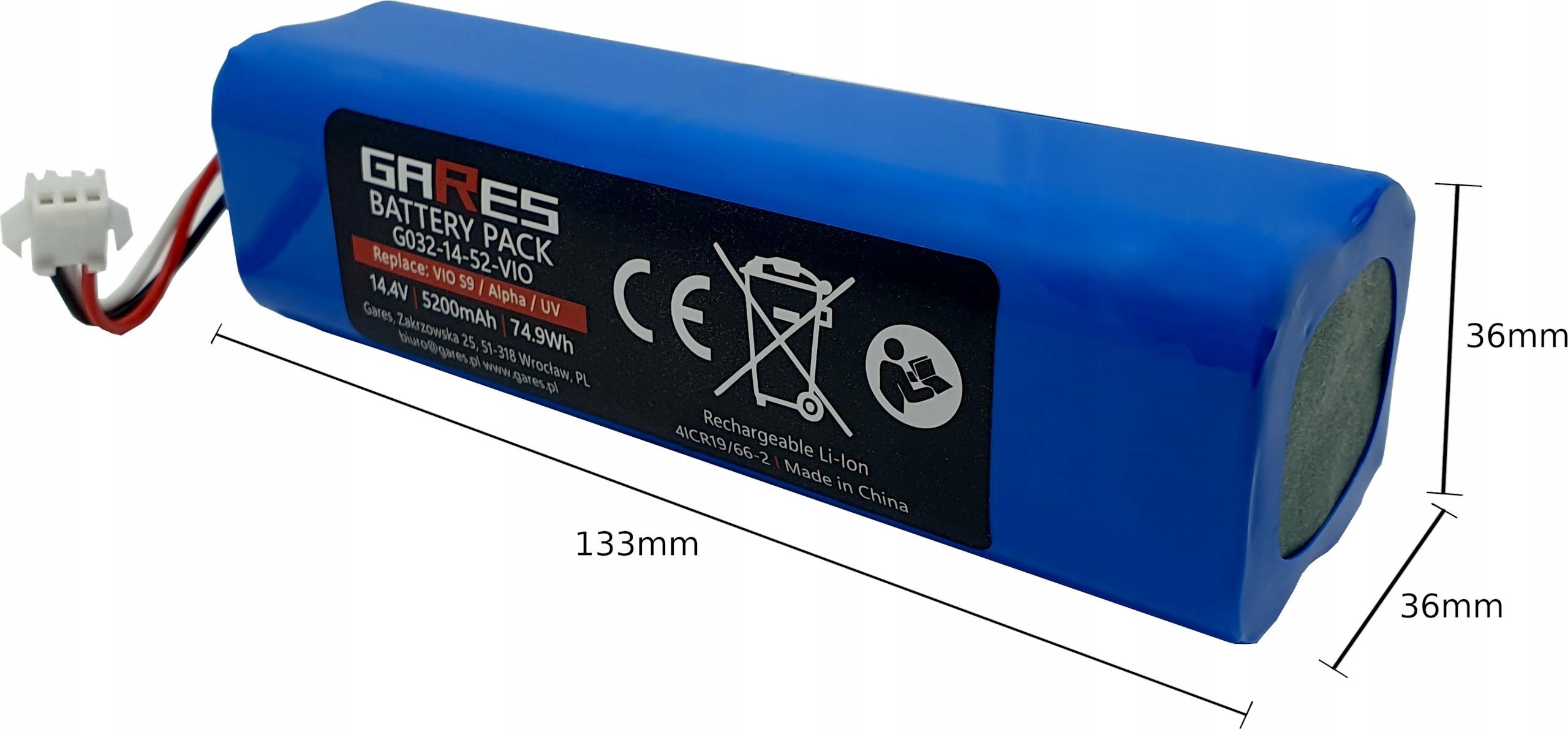 Battery Gares for Concept VR3210 VR3520 VR3120 VR3205 14,4V 5,2Ah Packaging status original