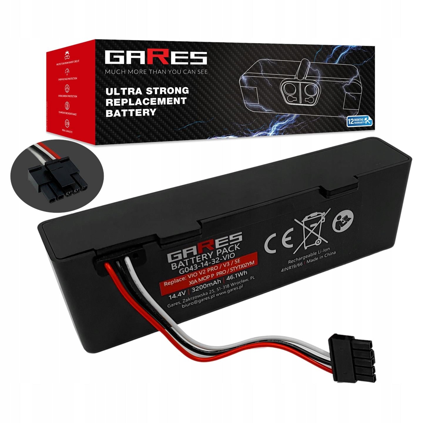 Battery Gares for Viomi V2 PRO V3 SE STYTJ02YM Vacuum Mop Pro 14.4 V 3,2A
