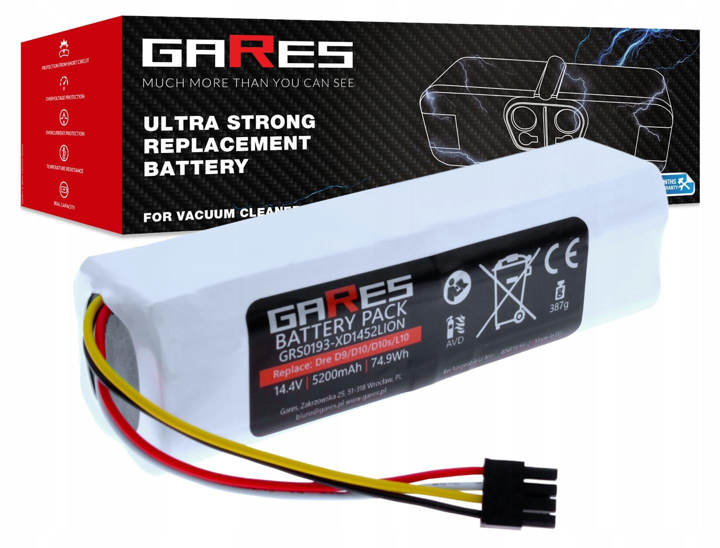 Battery Gares for Xiaomi Dreame D10s D9 PRO F9 L10 s 14,4V 5,2Ah