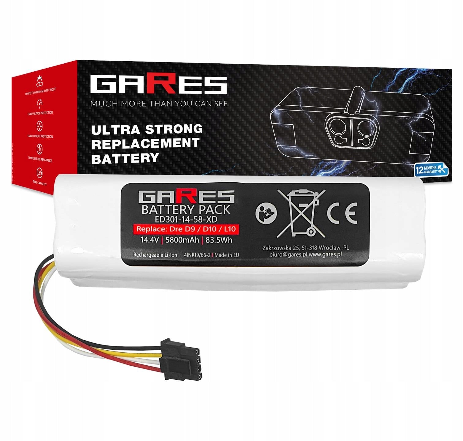 Battery Gares for Xiaomi Dreame D10s D9 PRO F9 L10 s 14,4V 5,8Ah