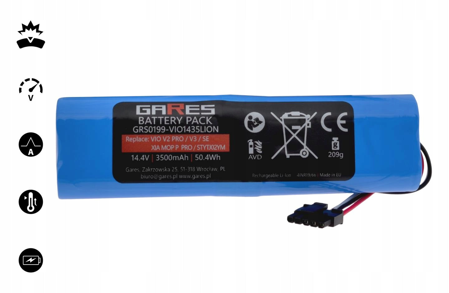 Battery Gares for Xiaomi Robot Vacuum S10 Mijia Vacuum-Mop P 14,4V 3,5Ah Manufacturer Gares