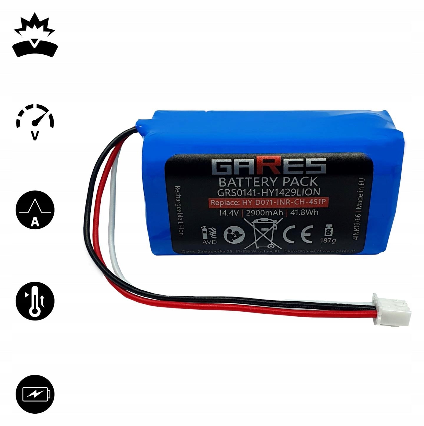 Battery Gares for Zeegma Zonder Robo NEXT / VISION 14,4V 2,9Ah Manufacturer Gares