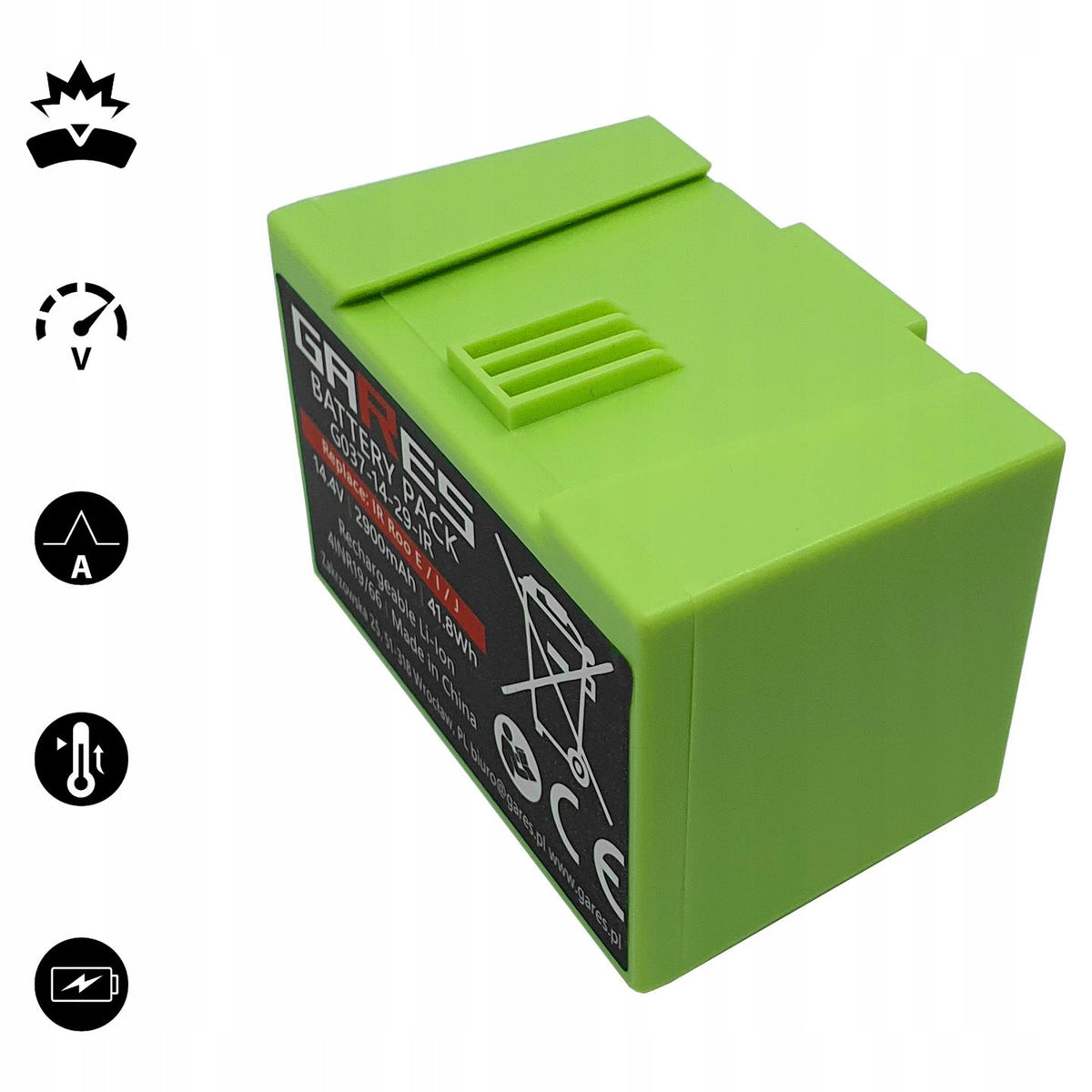 Battery Gares for iRobot Roomba i7 i7+ i3 i3+ i4 i4+ 4624864 14,4V 2,9Ah Manufacturer code G037-14-29-IR