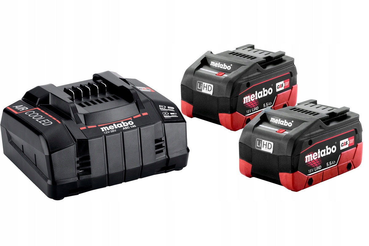 Battery Metabo 2 x 5,5 Ah LIHD + Fast Charger Metabo ASC 145 CAS