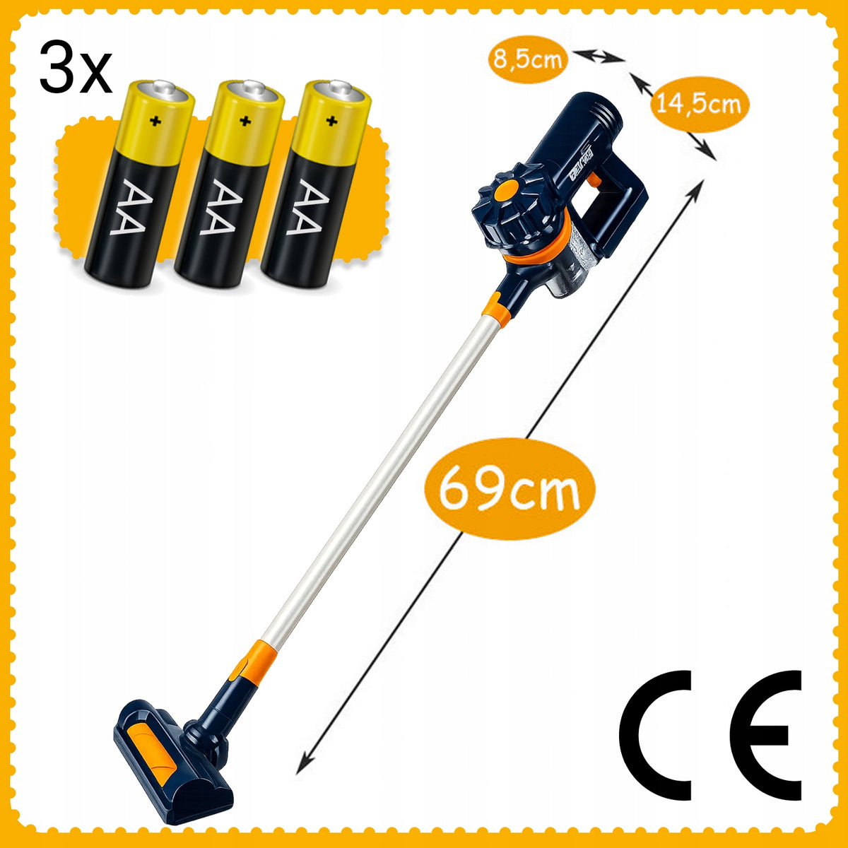 Battery Operated Vertical VACUUM CLEANER for Kids 2in1 Vertical Handheld Vacuums Sound Manufacturer code FUNKCJA SSANIA WCIĄGA