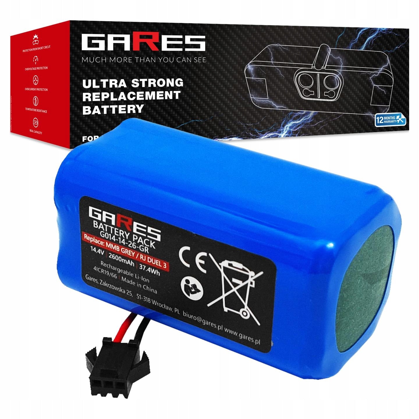 Battery for Proscenic 850T 850P CMICR18650F8M7-4S1P 14,4V 2,6Ah
