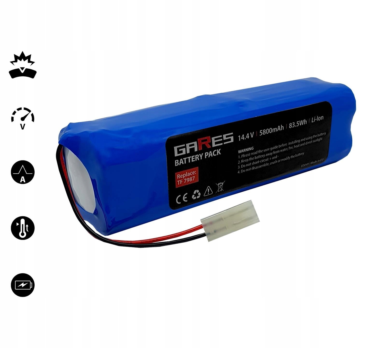 Battery for Tefal Serie 95 RG7987 RG7975WH 14,4V 5,8Ah Manufacturer Gares
