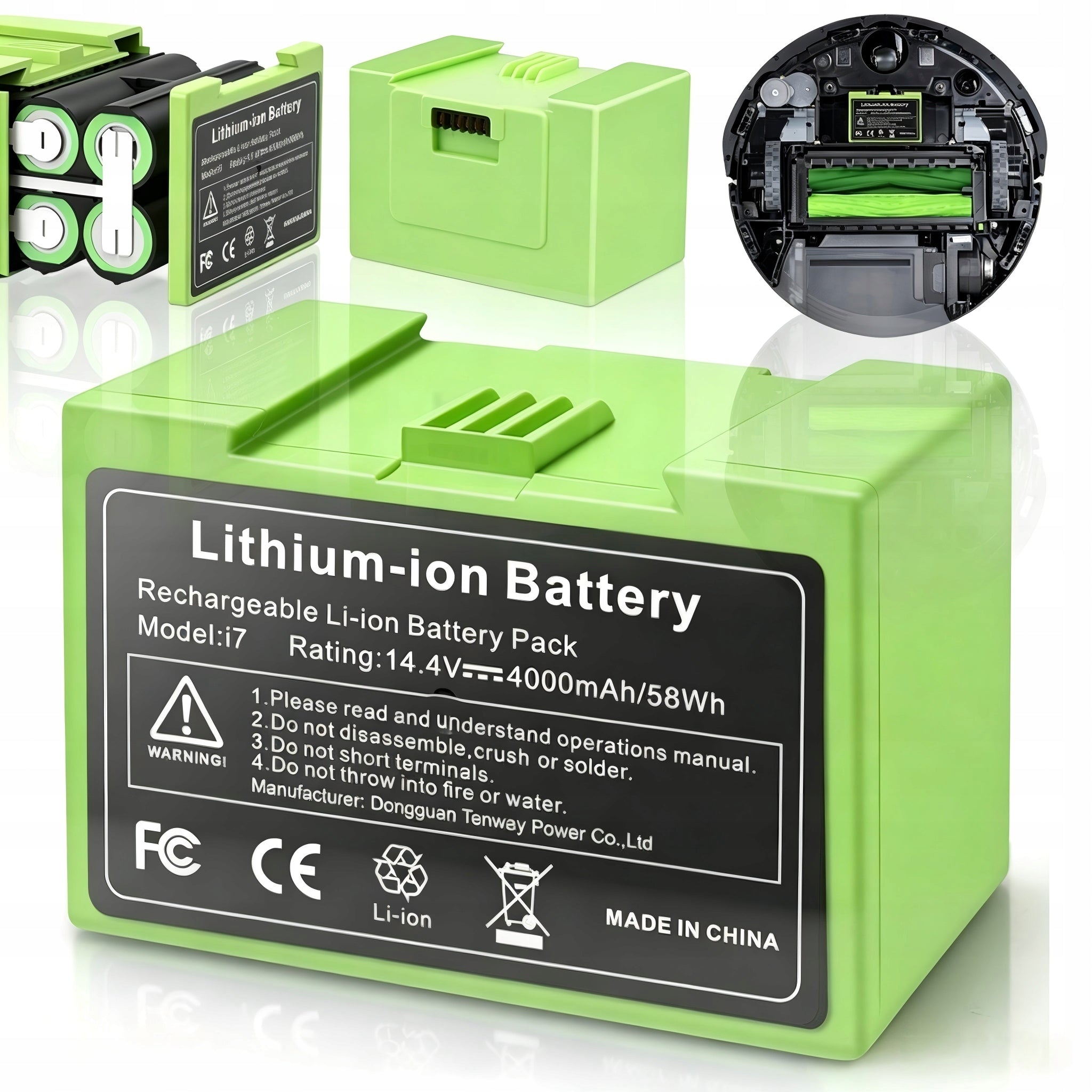 Battery for iRobot Roomba i3+ i4+ e5 5110 i7 i7+ 4624864 14.4V