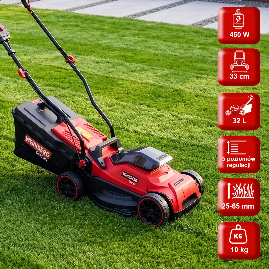 Battery mower POWERFUL 33 CM 2xAKU 4.0Ah mulching 32L charger Manufacturer code MTP008091