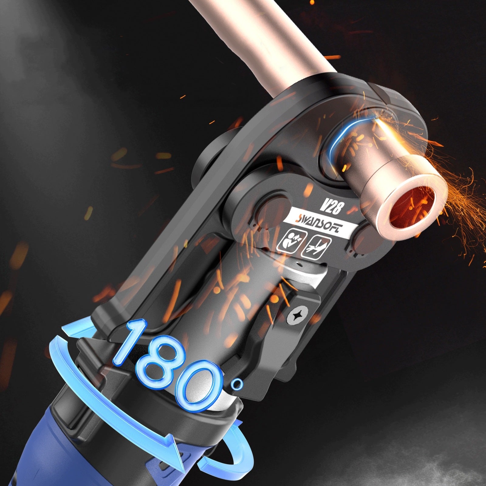 Battery-powered pipe crimper 32KN, hydraulic copper pipe press V15/18/22/28 Packaging status original