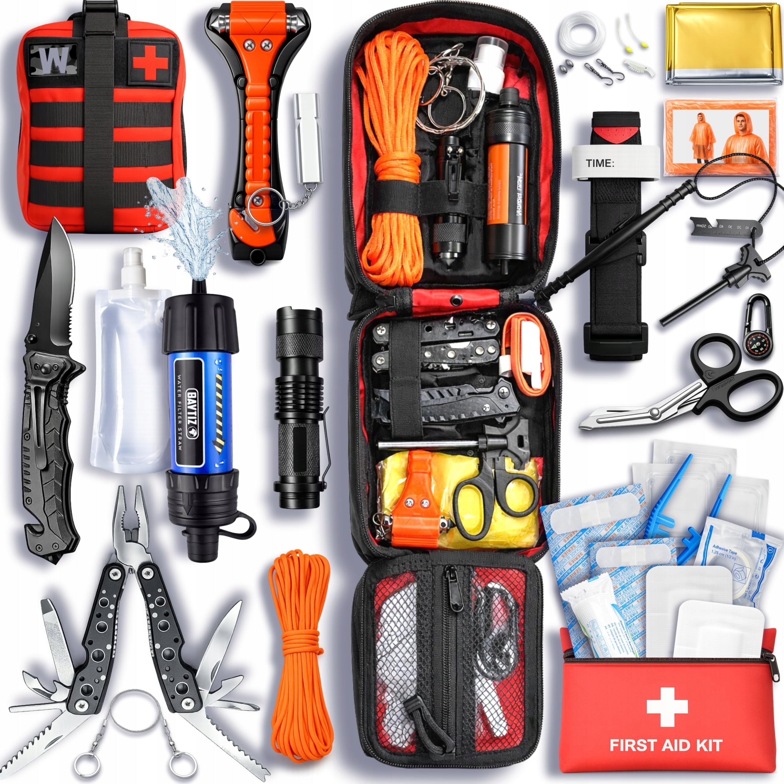 Baytiz Survival Kit with Water Filter Pharmacy and Emergency Equipment