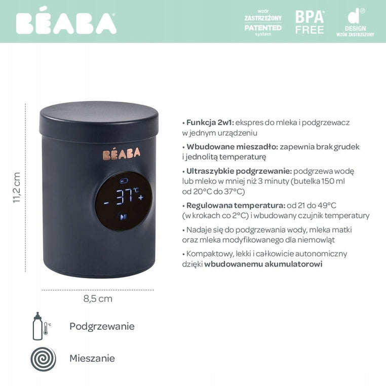 Beaba Portable Water Milk Heater Mixing Function 2in1 Milk Nomad Brand Beaba