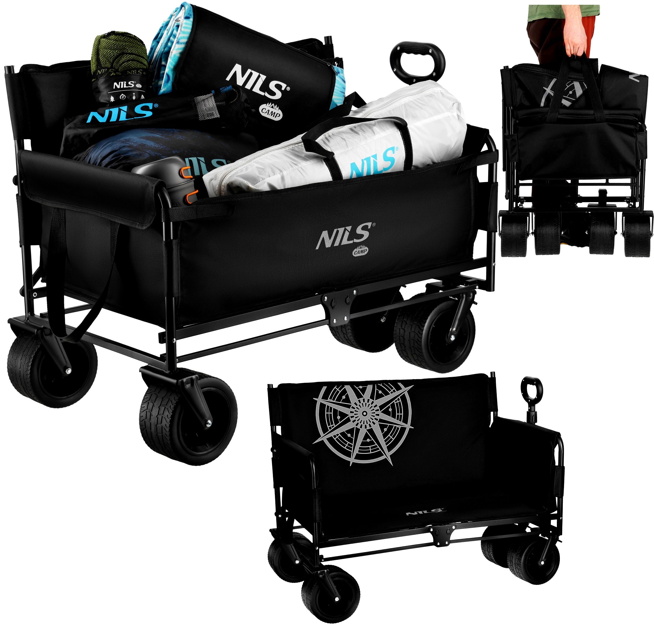 Beach Cart NILS CAMP 140L With Seat Function Steel Up to 120 kg