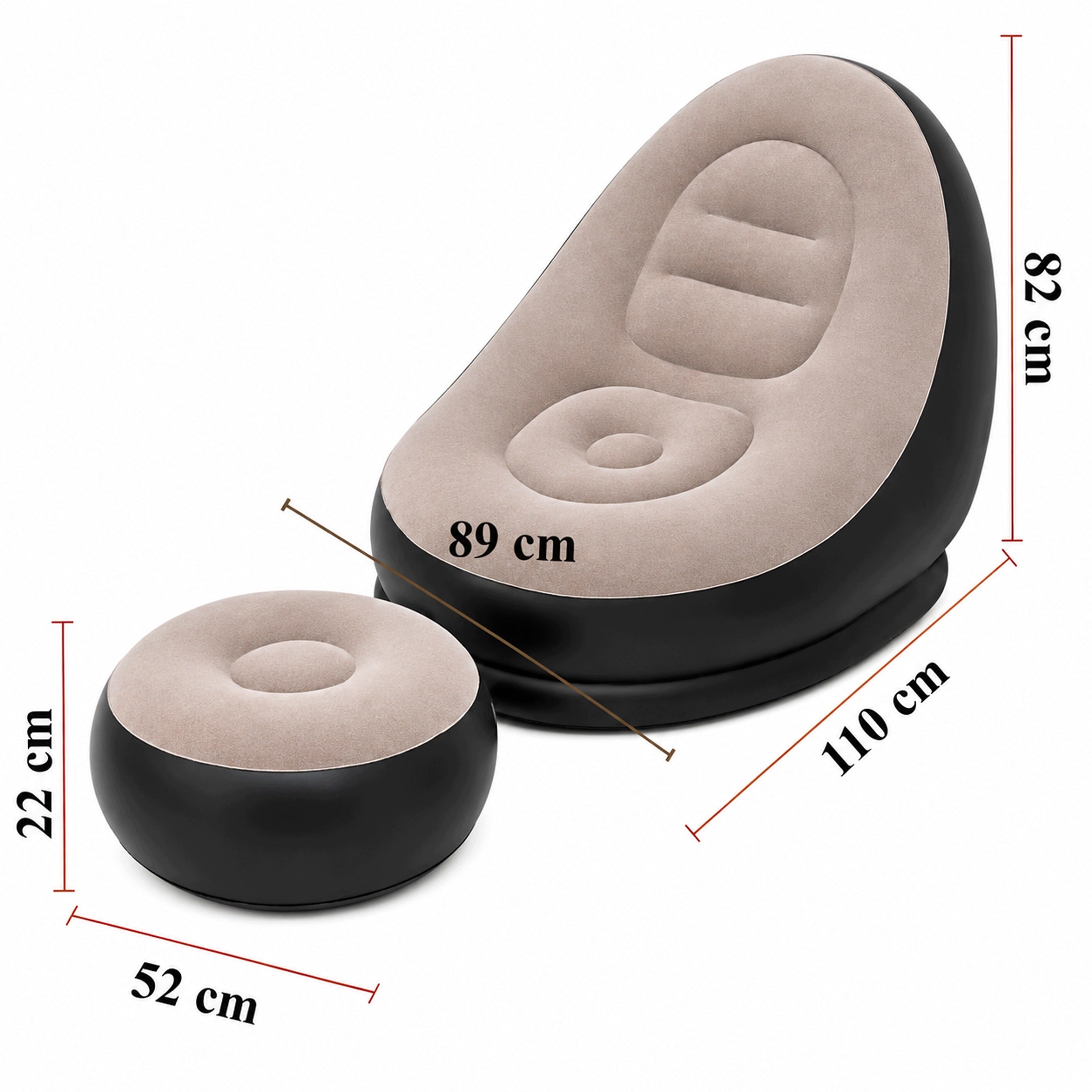Beach Garden Lounger Armchair Inflatable For Beach Camping With Footrest Pouf Manufacturer code RC-K-2521