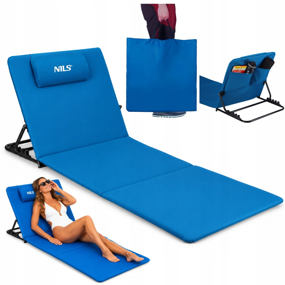 Beach Mat For Garden With Adjustable Backrest + Carry Bag