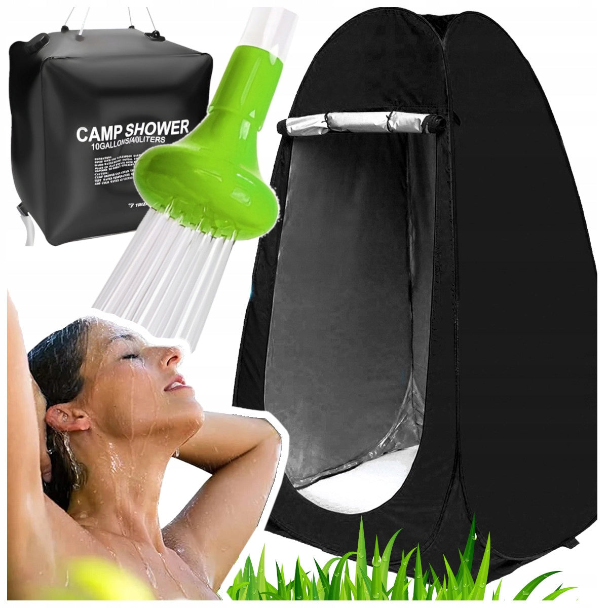 Beach Tent Changing Room Toilet + Shower Portable Solar 40L Packaging status original
