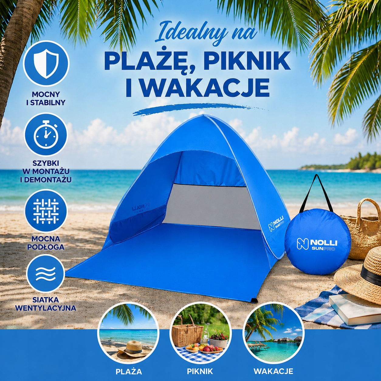 Beach Tent Self-Assembly Screen for Children UV Protection Ventilation Manufacturer code Namiot Plażowy Samorozkładający Parawan