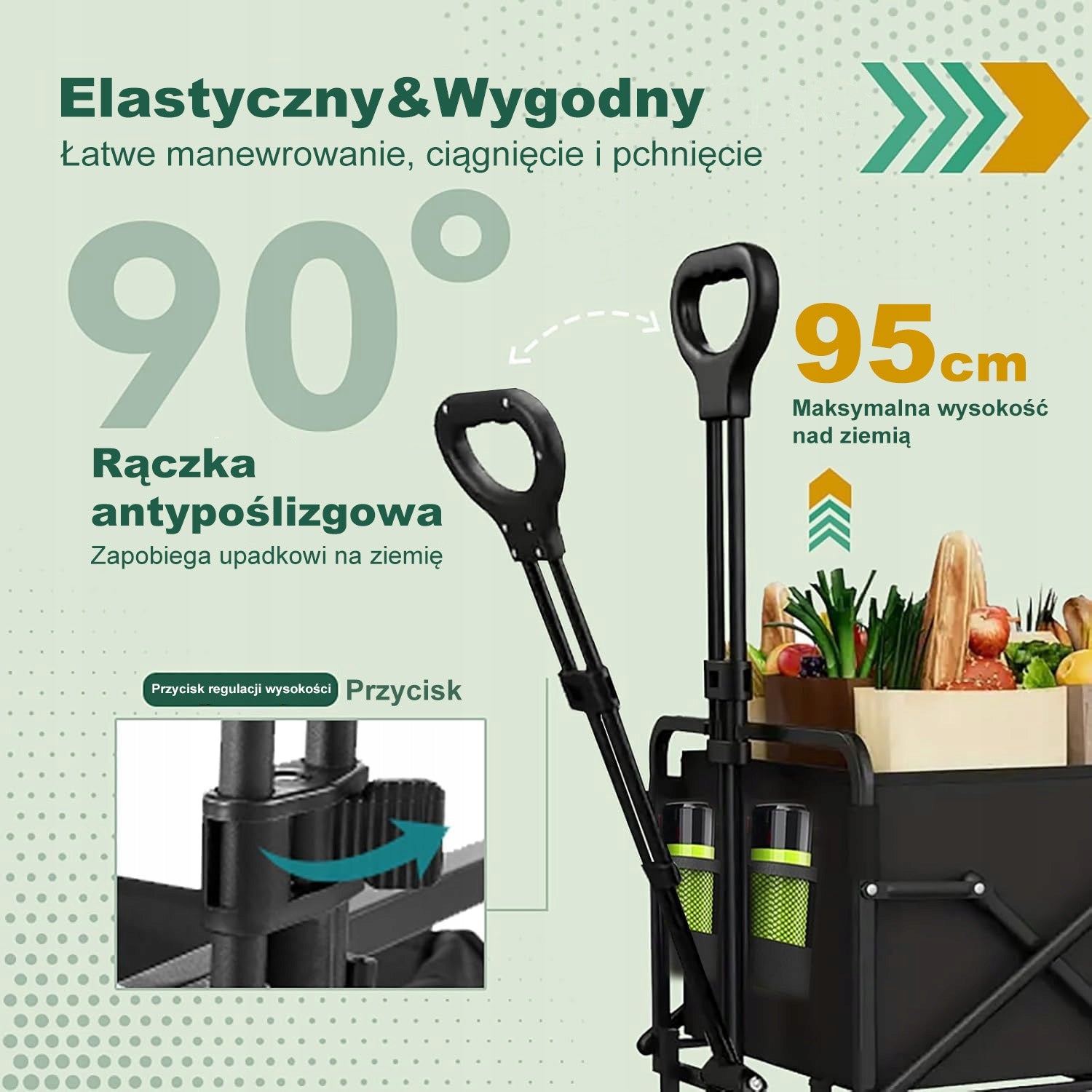 Beach Tourist Trolley 120L WIDE OFF-ROAD WHEELS Transport FOLDING Product weight with unit packaging 9.5 kg
