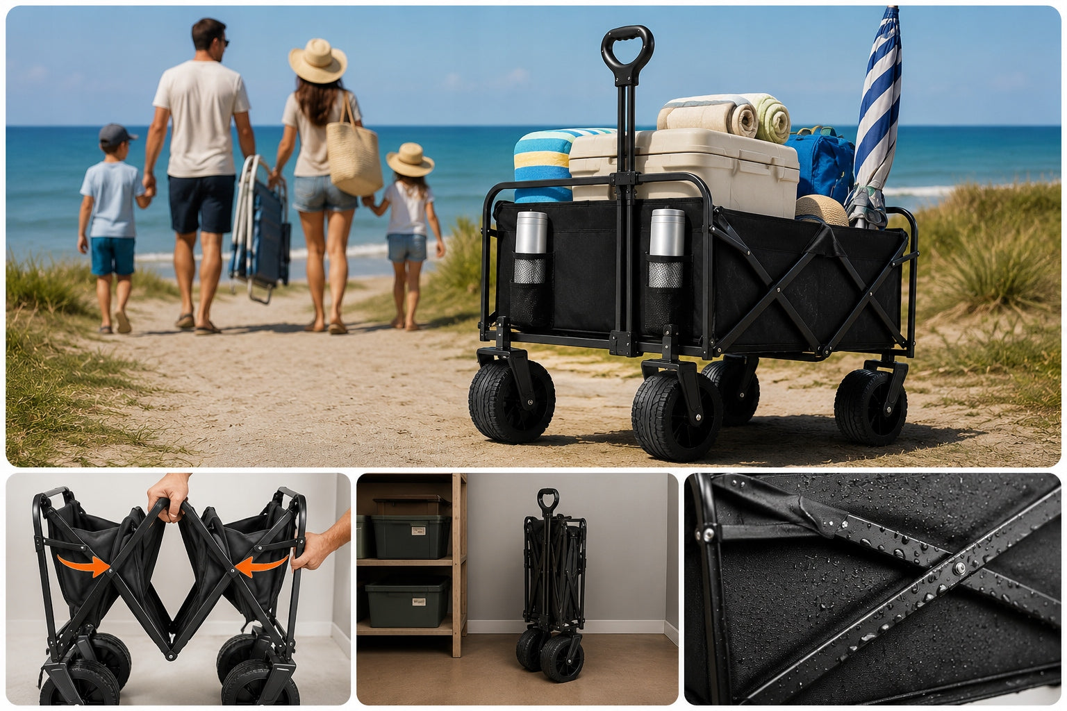 Beach Tourist Trolley Folding Garden Transport Wheels XXXL Packaging status original