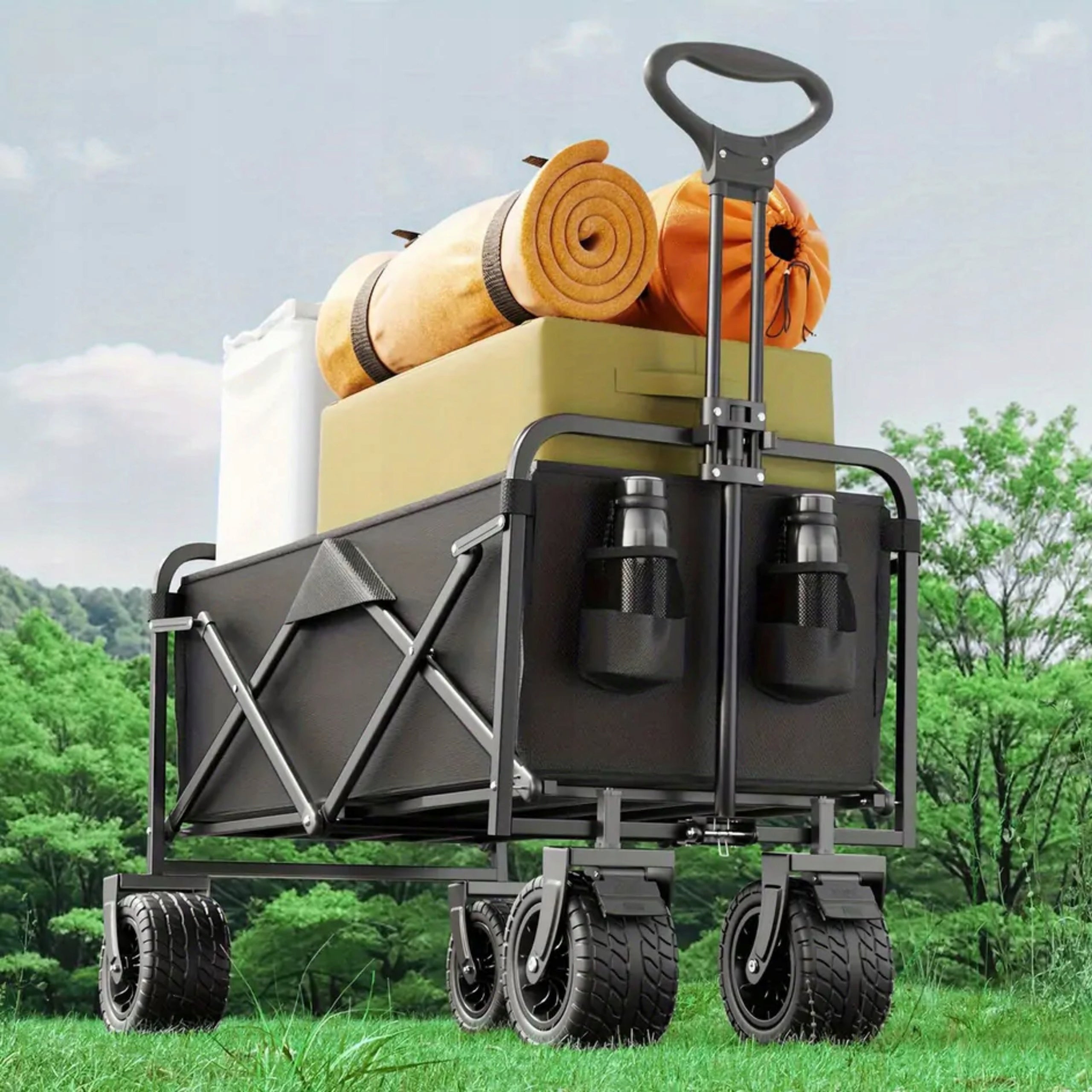 Beach Transport Trolley Folding Hiking For Kids Shopping Beach Capacity 120 l
