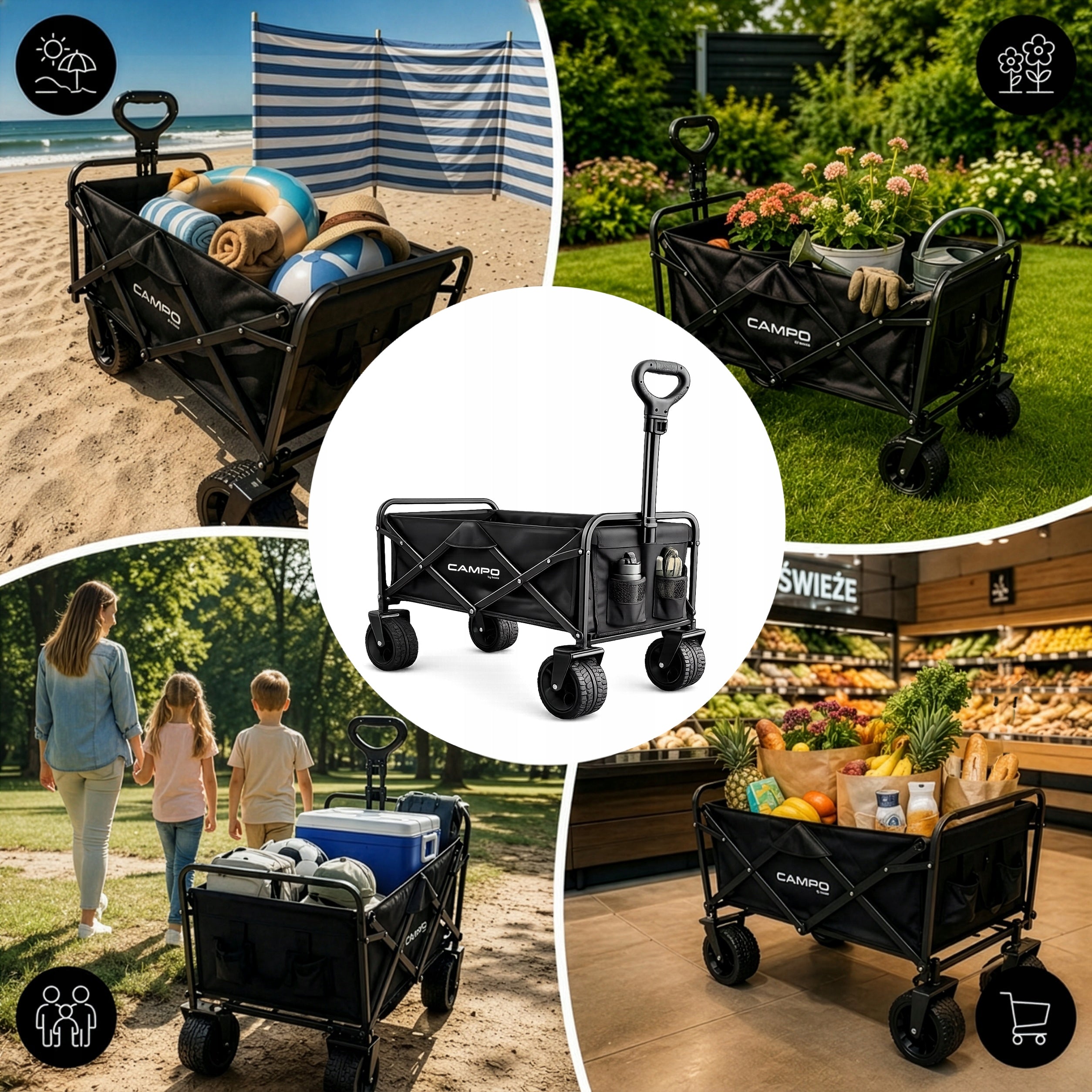 Beach Transport Trolley Tourist Folding Trailer Large Boste Wheels Customs tariff code 87168000