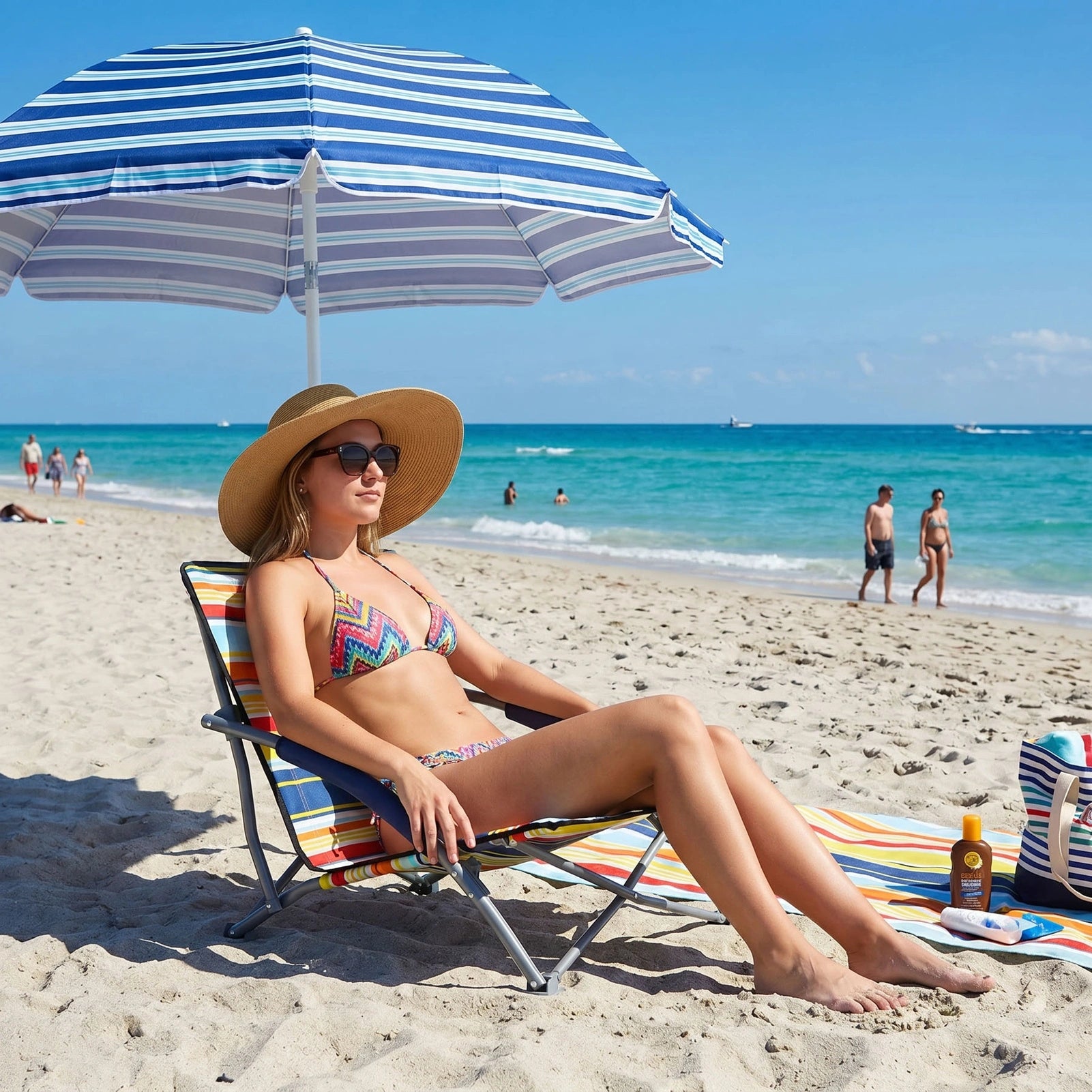 Beach chair NILS NC3035 blue-yellow Manufacturer code nc3035