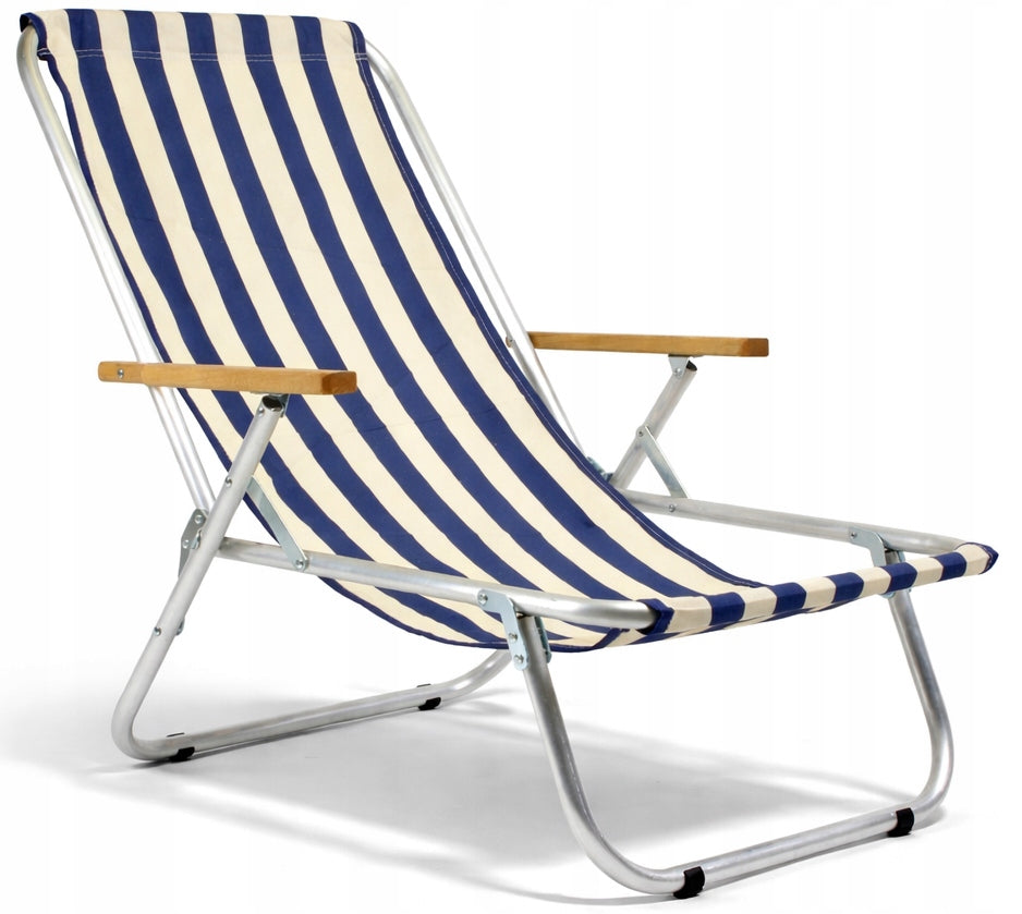 Beach lounger, aluminium, durable up to 150 kg, traditional, Marine