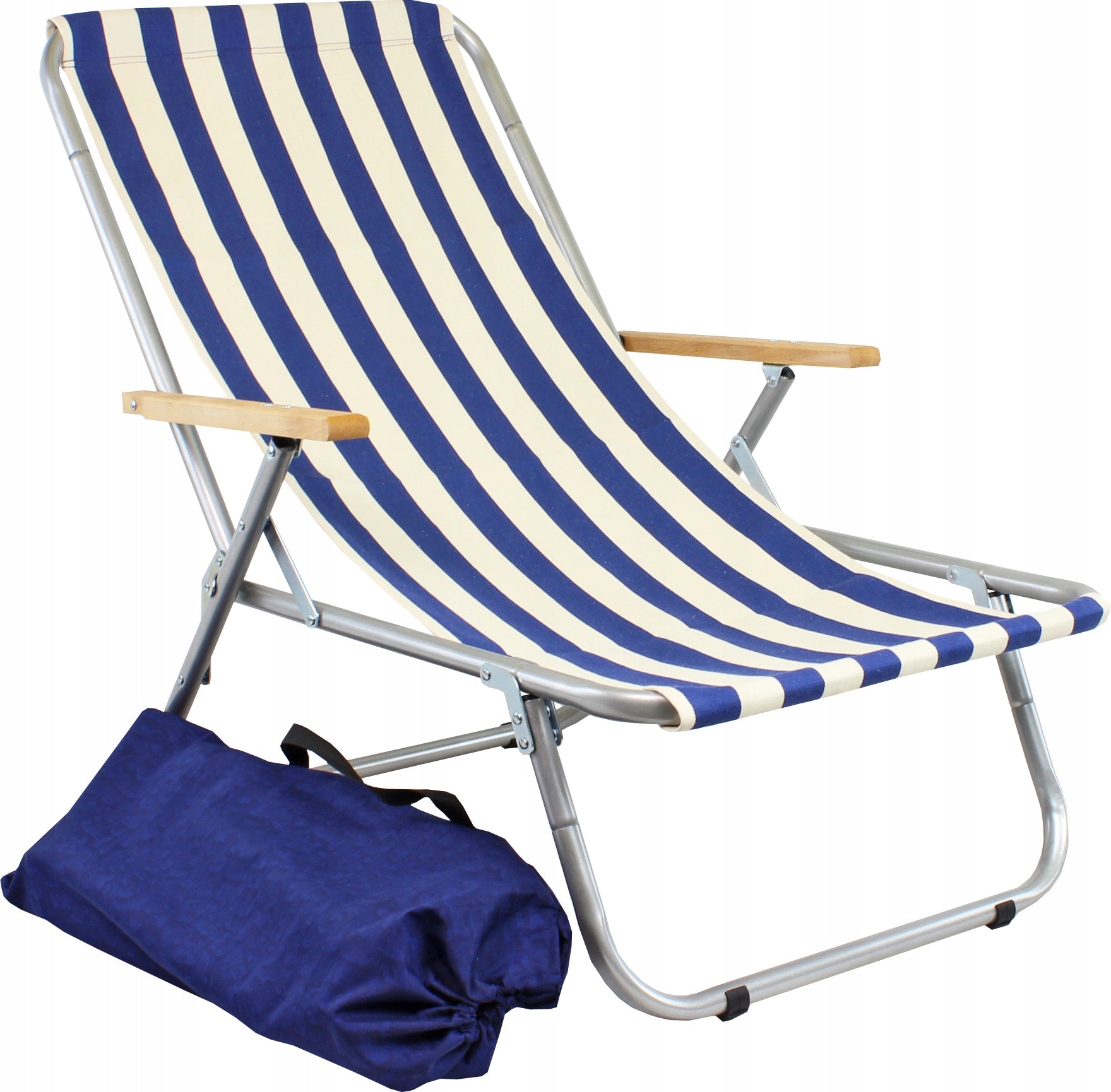 Beach lounger folding aluminum 150 kg + bag – lightweight, durable