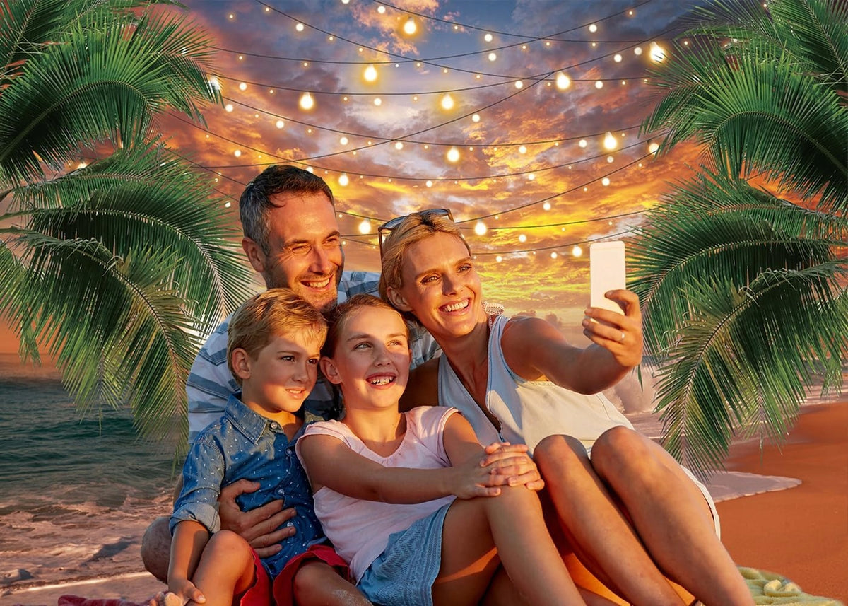 Beach tropical palm tree coast sunset 210x150 cm Manufacturer no brand
