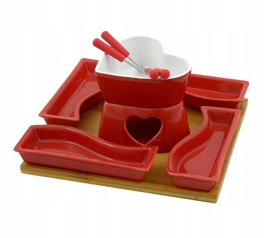 Beautiful CERAMIC FONDUE SET 28264 + FREEBIES Brand Sicao