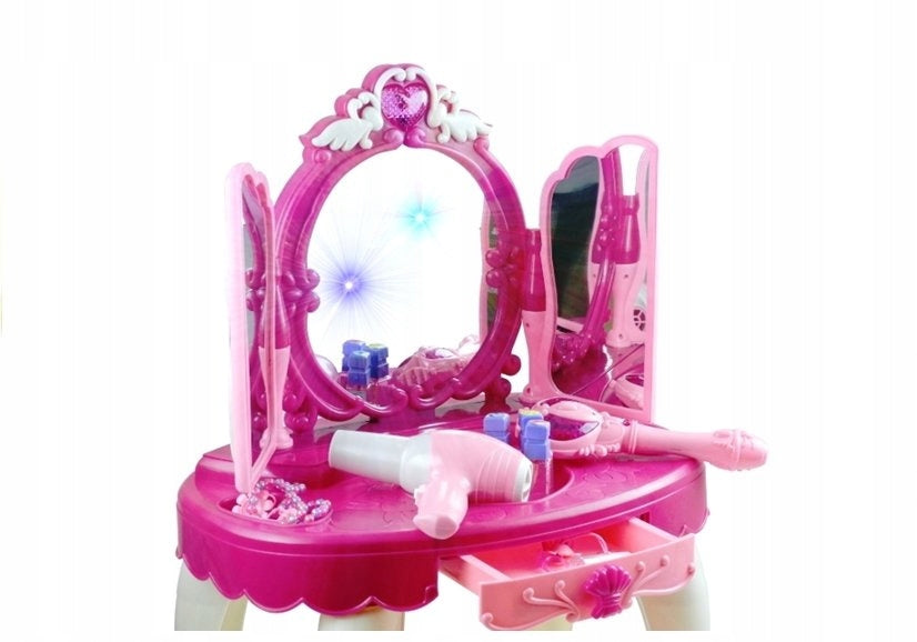 Beautiful Large Toy Dressing Table + Highchair + Magic Mirror Door Wand Brand LEAN Toys