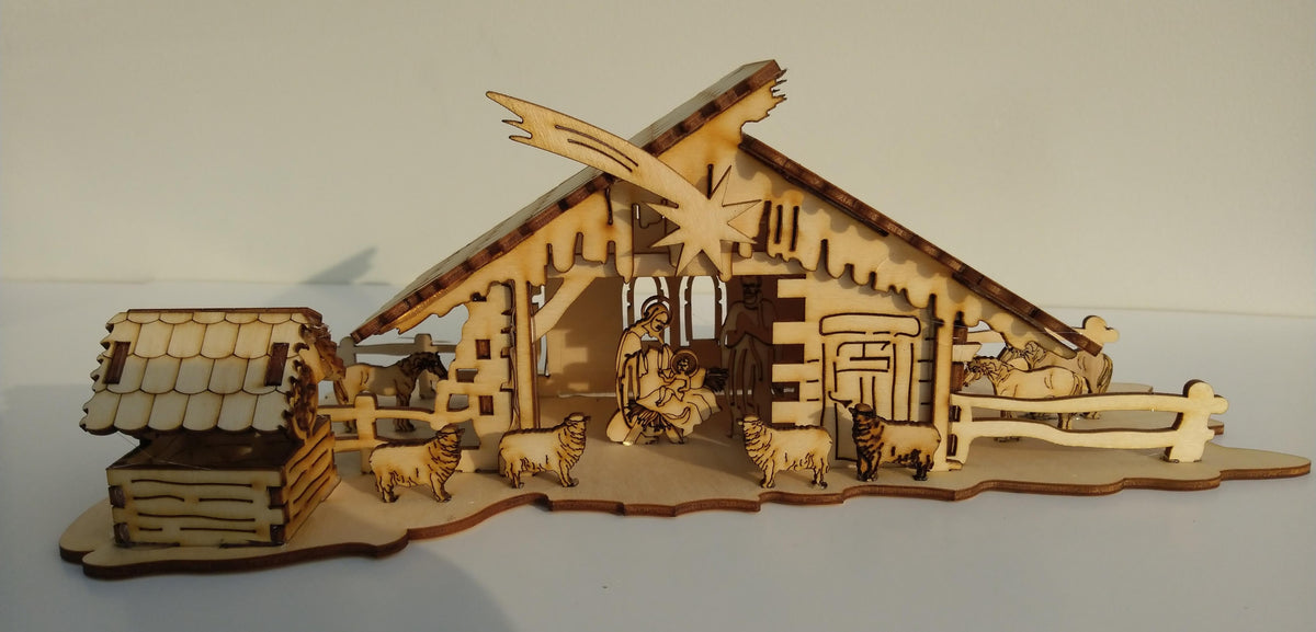 Beautiful large XXL 3D wood nativity scene Manufacturer code brak