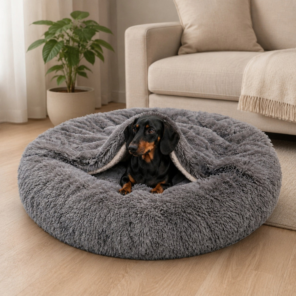 Bed Cloud Mink for Dog and Cat 80 Shaggy Removable Cover Grey Packaging status original