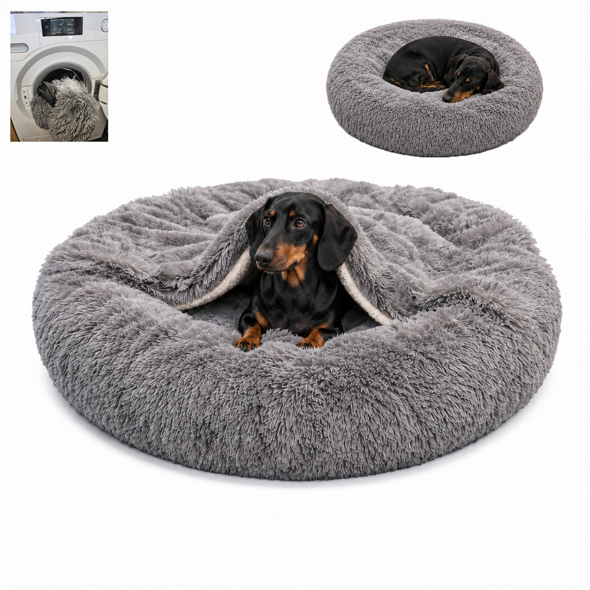 Bed Cloud Mink for Dog and Cat 80 Shaggy Removable Cover Grey