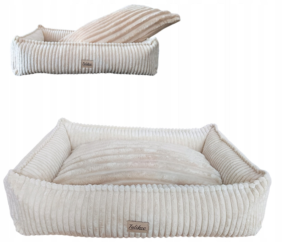 Bed Couch for Small Dog S Corduroy Durable Soft Beige Ecru