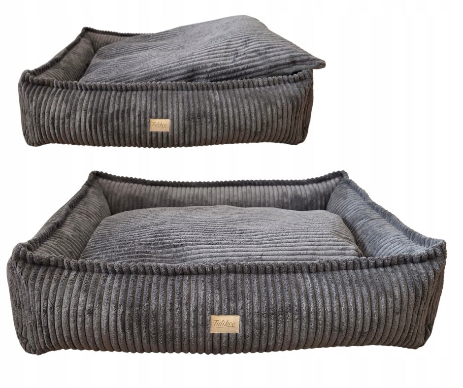 Bed Dog Couch L Soft with Removable Pillow 70x52cm Grey