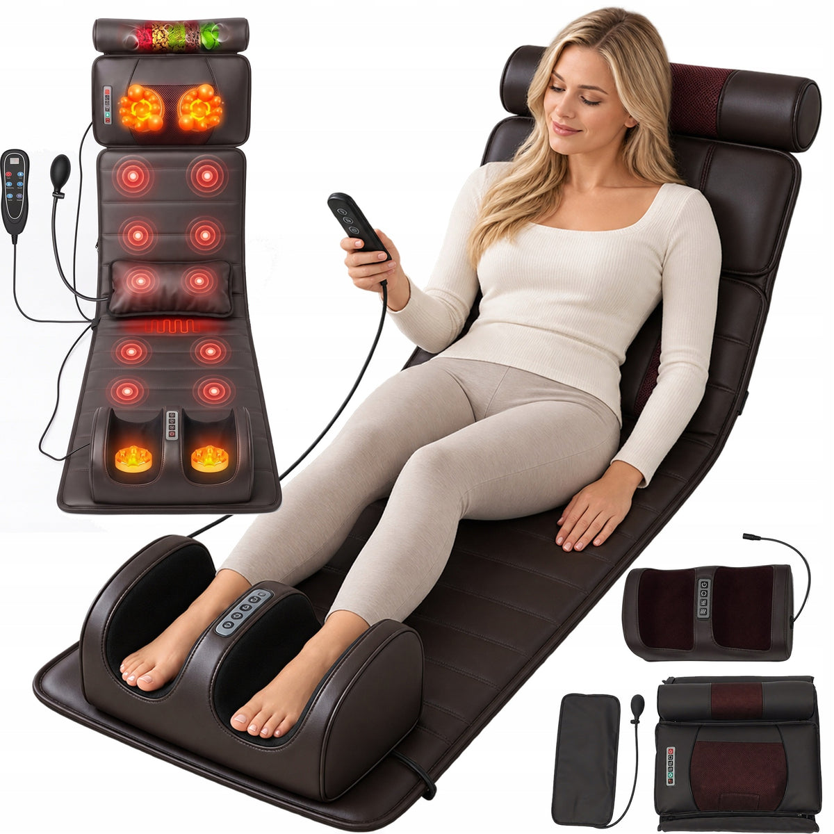 Bed Massage Mat Armchair with Herbs Shiatsu Heated Vibration