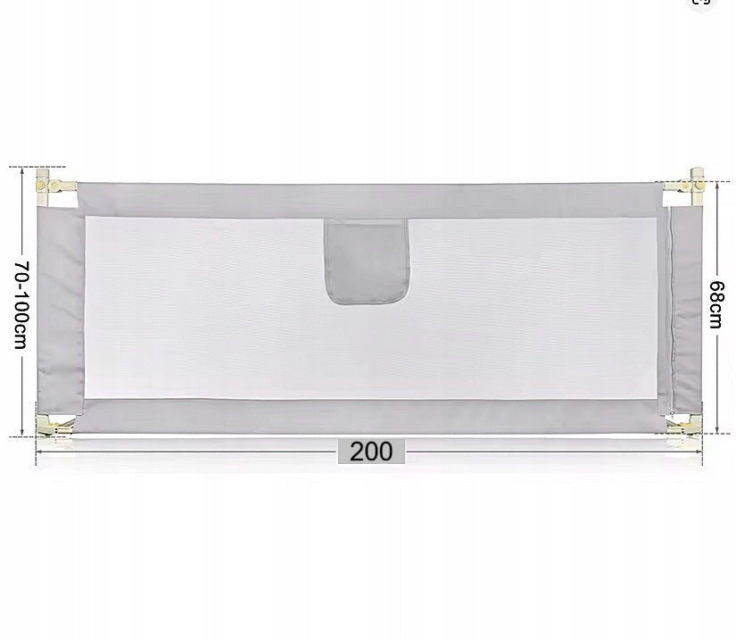 Bed Protective Barrier 200x70 cm Adjustable Grey Child Protection Brand Ecotoys