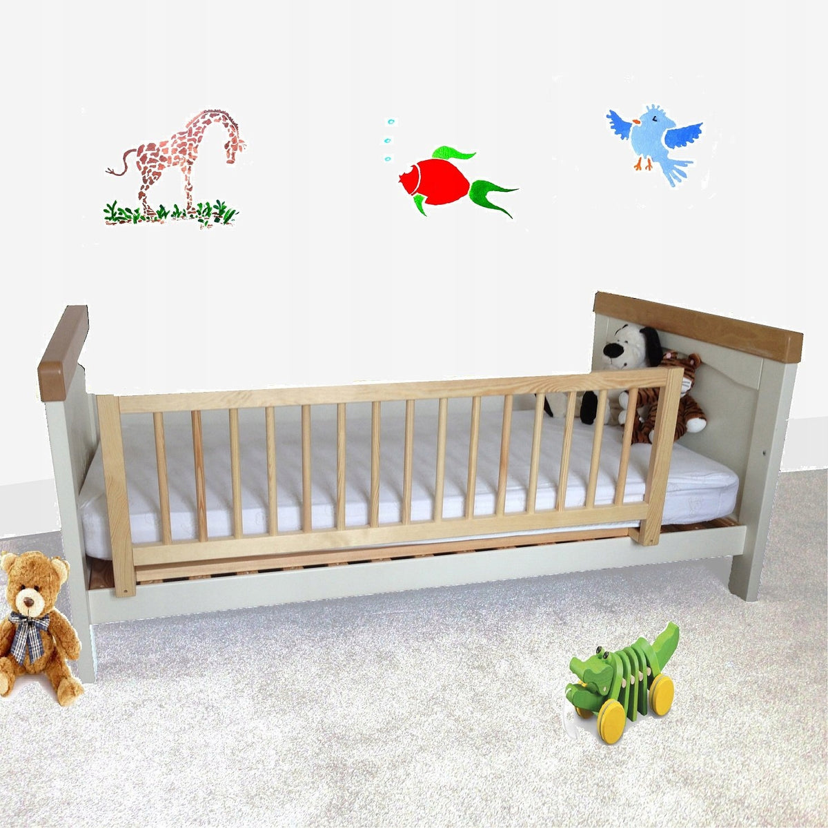Bed barrier Safetots wooden 110 cm natural protective